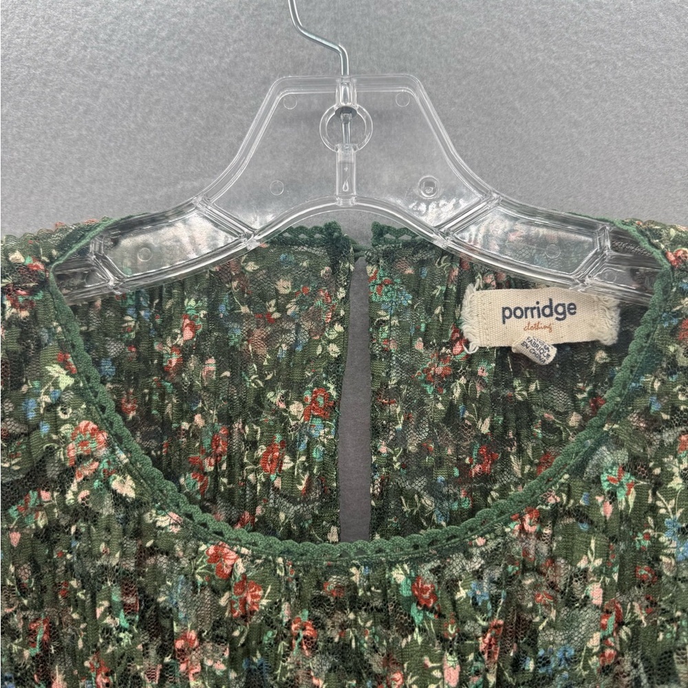 Anthropologie Porridge Pleated Floral Printed Lace Blouse Size L Romantic - Picture 7 of 14